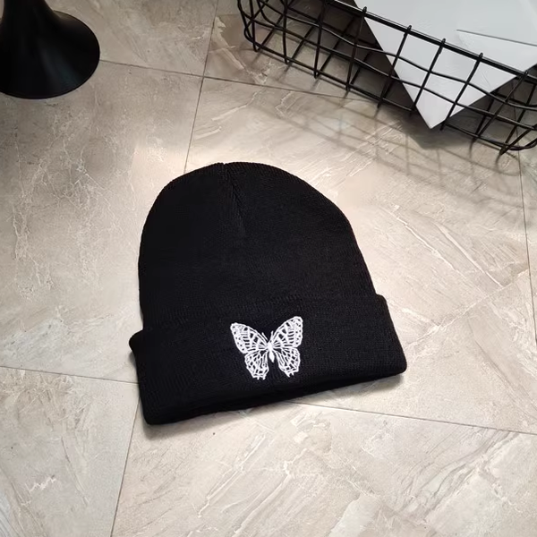 Butterfly Knitted Woolen Cold Solid Color Pullover Warm Hat