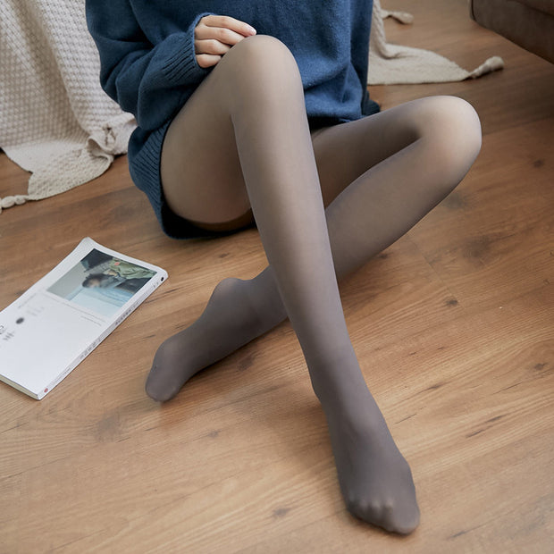 Elastic warm translucent fleece pantyhose