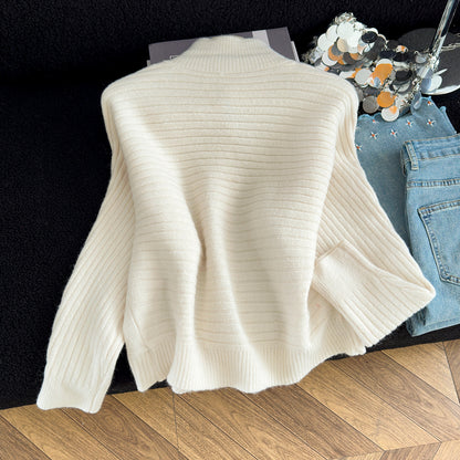 Stylish Stand-Up Collar Knit Cardigan