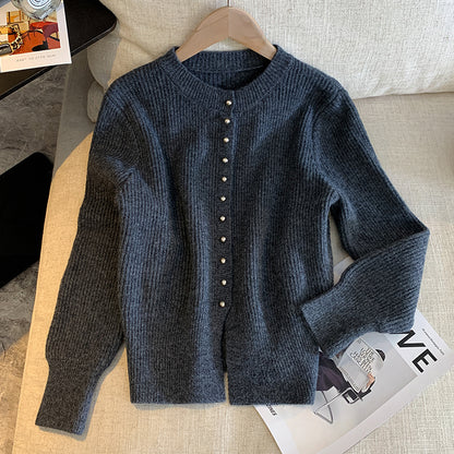 Metal Button Knitted Cardigan Jacket
