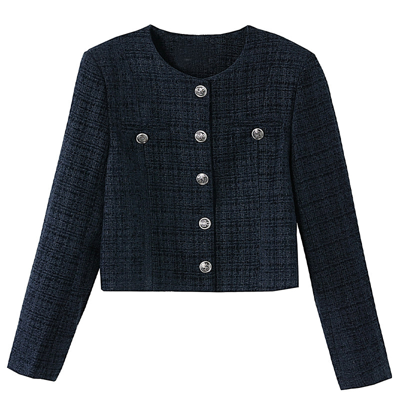 Casual Blue Cropped Jacket