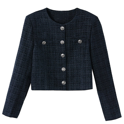 Casual Blue Cropped Jacket