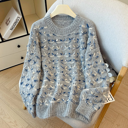 Sweet Loose Contrast Color Sweater