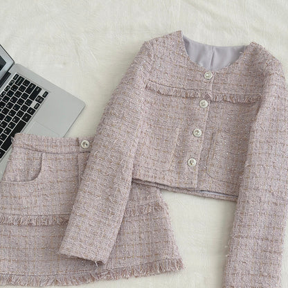 Purple Embroidered Fashionable Two-Piece Suit