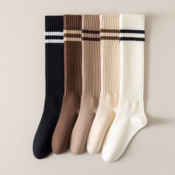Striped Sweat-Absorbent Calf Socks