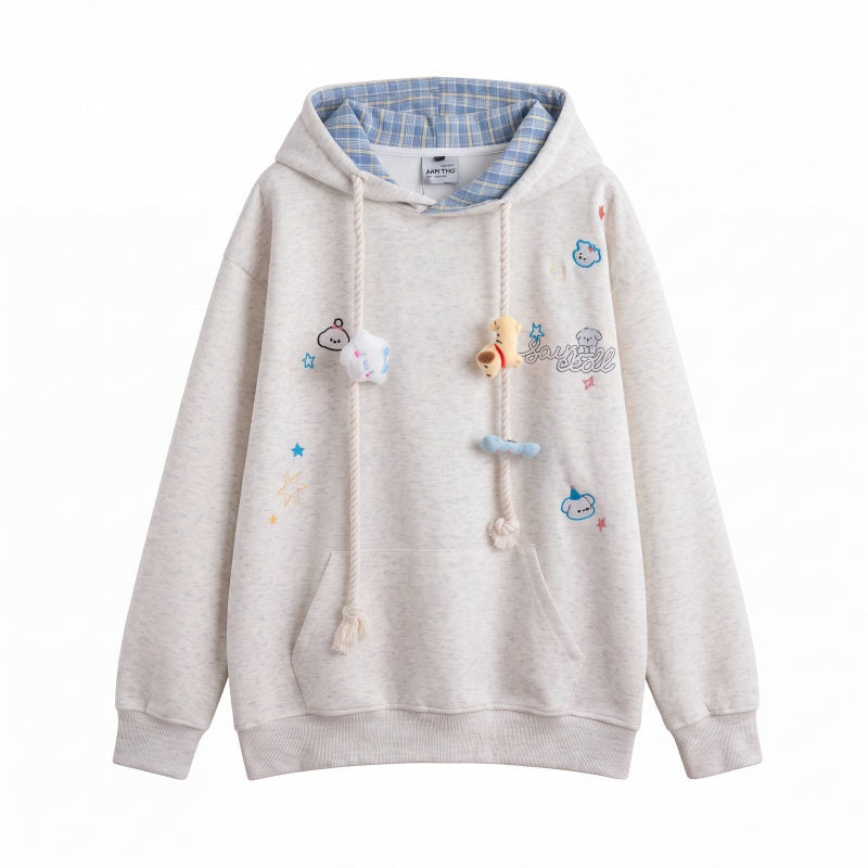 Fashionable Plus Size Long-Sleeved Hooded Sweatshirt