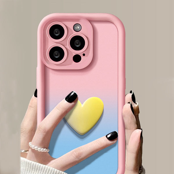 Gradient Color Love Frosted Silicone iPhone Case