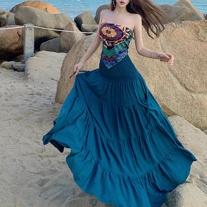 Bohemian-Style Printed Resort Two-Piece Set