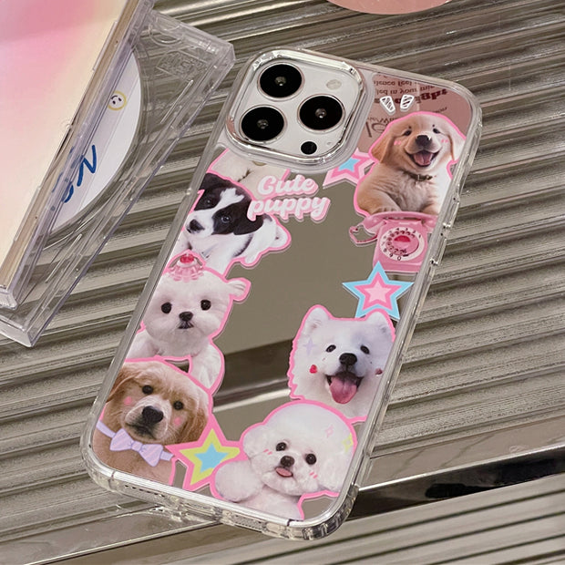 Adorable dog mirror creative protective case
