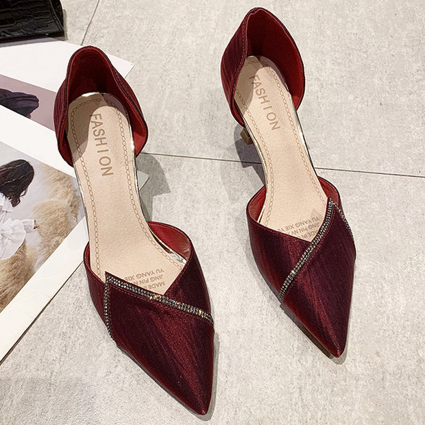 High heels pointed toe stiletto shallow mouth hollow shoes