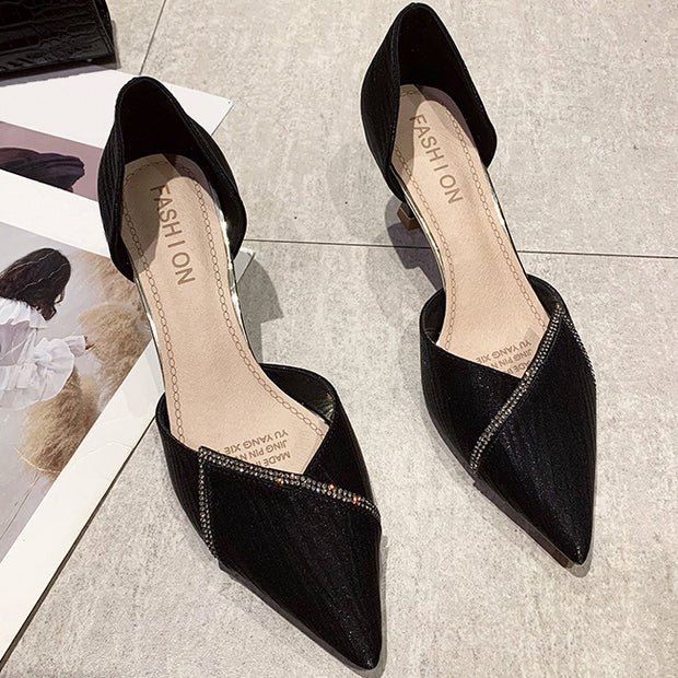 High heels pointed toe stiletto shallow mouth hollow shoes