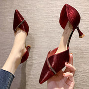 High heels pointed toe stiletto shallow mouth hollow shoes