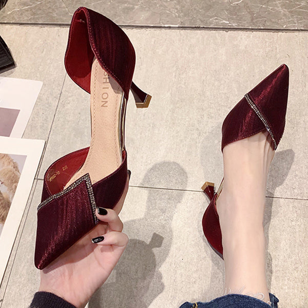 High heels pointed toe stiletto shallow mouth hollow shoes
