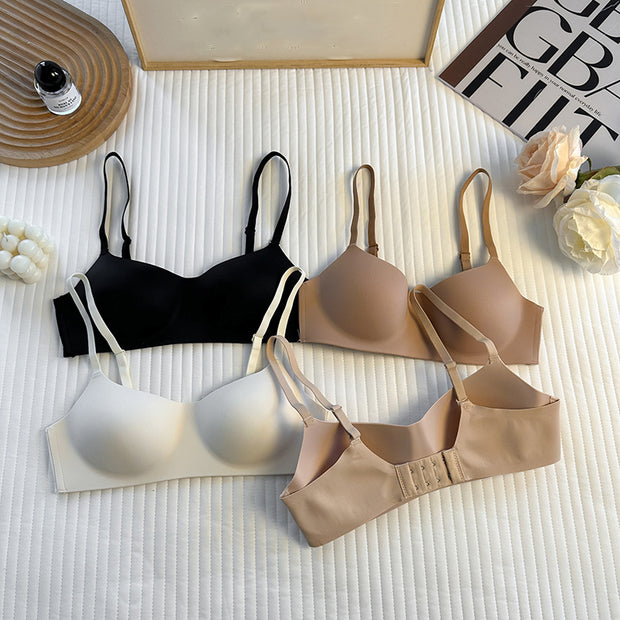 Fixed strap no steel ring thin push up lingerie bra