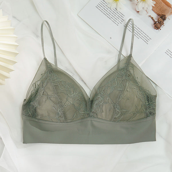 Lace Wireless Triangle Cup Breathable Bra Underwear
