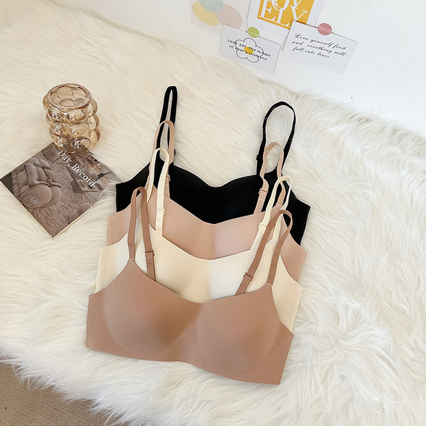 Fixed strap no steel ring thin push up lingerie bra