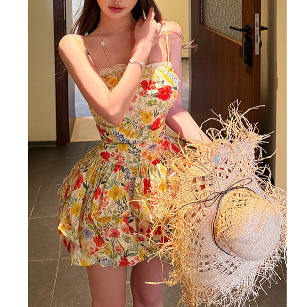 Double-Layered Lace-Trimmed Tulip Dress