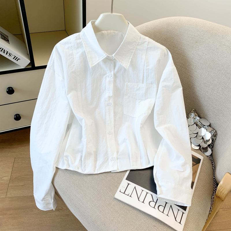 Long-Sleeved Pure Cotton Shirt With A Shawl