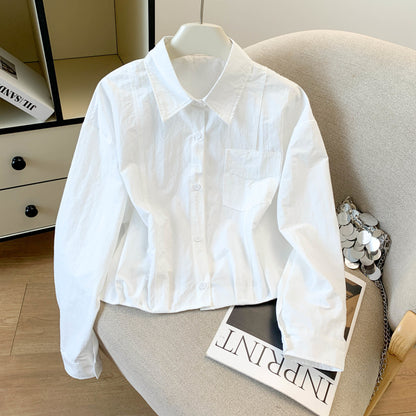Long-Sleeved Pure Cotton Shirt With A Shawl