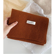 Solid color knitted warm thickened scarf
