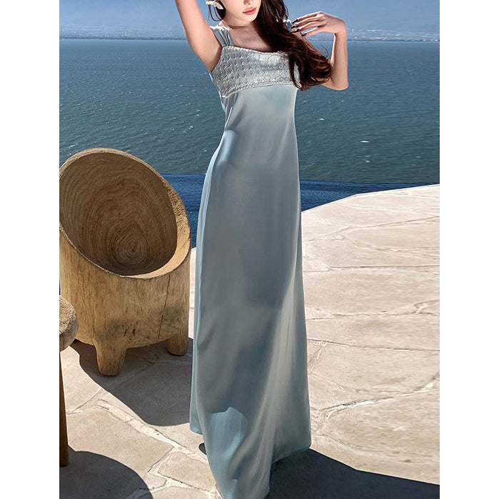 Heavy-Embellished Sequin & Satin Evening Gown