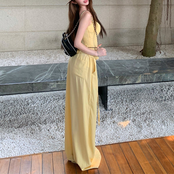 Linen Camisole and Pants Vacation Two-Piece Set