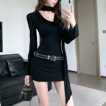 Fashionable Waist Long-Sleeved Dress