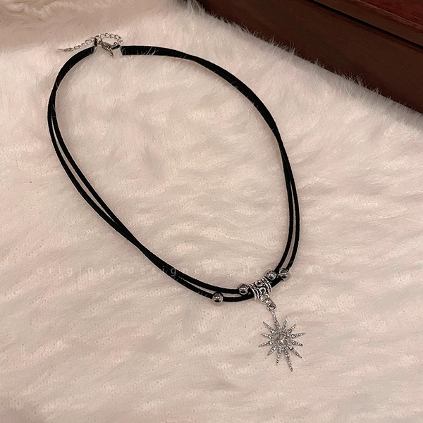 Micropasa Sun Cross Necklace Sweater Chain Accessories