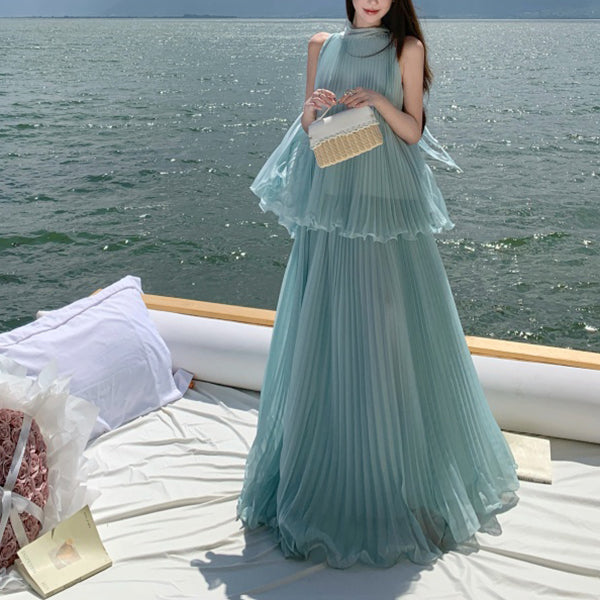 Sleeveless Vest And Skirt Set
