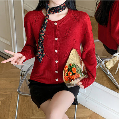 Retro Cable Knitted Heart Button Cardigan