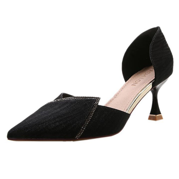 High heels pointed toe stiletto shallow mouth hollow shoes