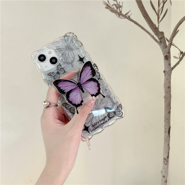 Glitter Butterfly Bracket Personalized Creative Protective Case