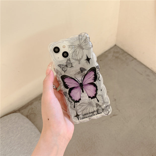 Glitter butterfly bracket personalized creative protective case