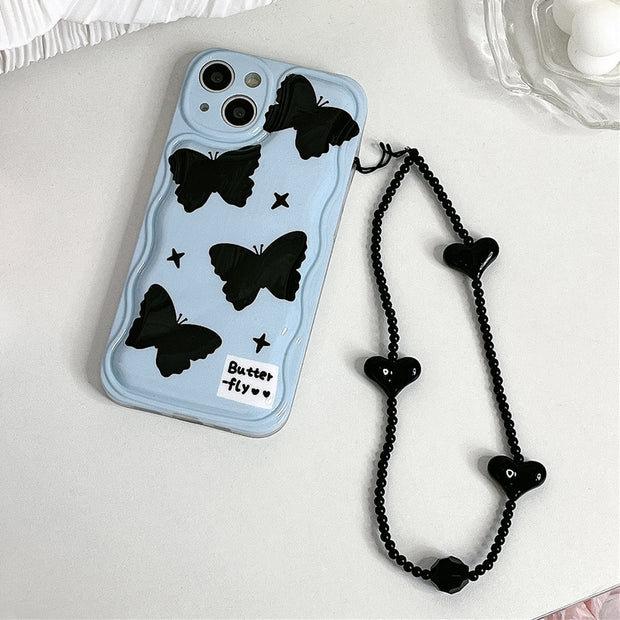 Sea salt blue butterfly chain shockproof protective case