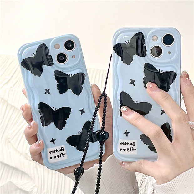 Sea salt blue butterfly chain shockproof protective case