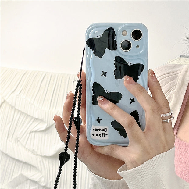 Sea salt blue butterfly chain shockproof protective case