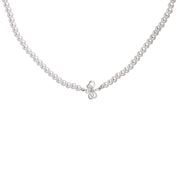 Bow knot pearl necklace clavicle chain accessories