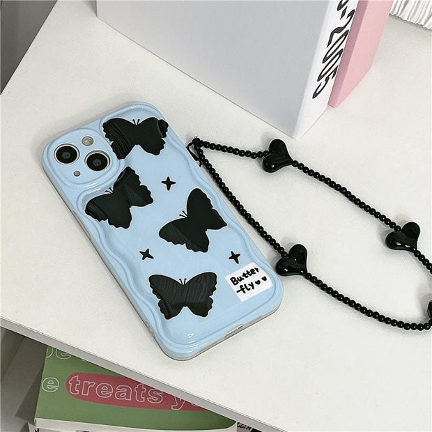 Sea salt blue butterfly chain shockproof protective case