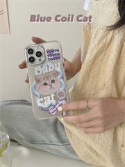 Cartoon cat stand mirror creative protective case