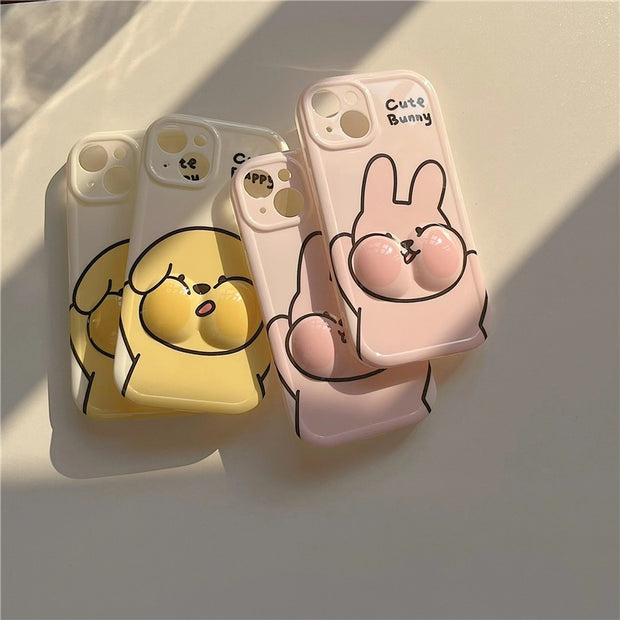 Cartoon pinch face rabbit puppy creative protective case