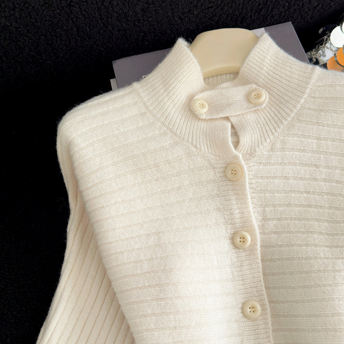 Stylish Stand-Up Collar Knit Cardigan