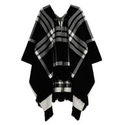 Plaid shawl sweater cape reversible blanket knitted coat