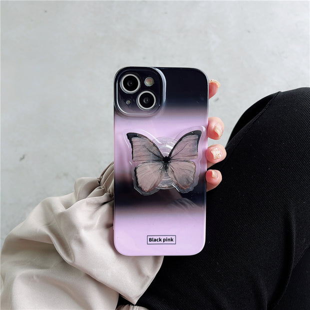Gradient pink butterfly bracket drop-proof protective case