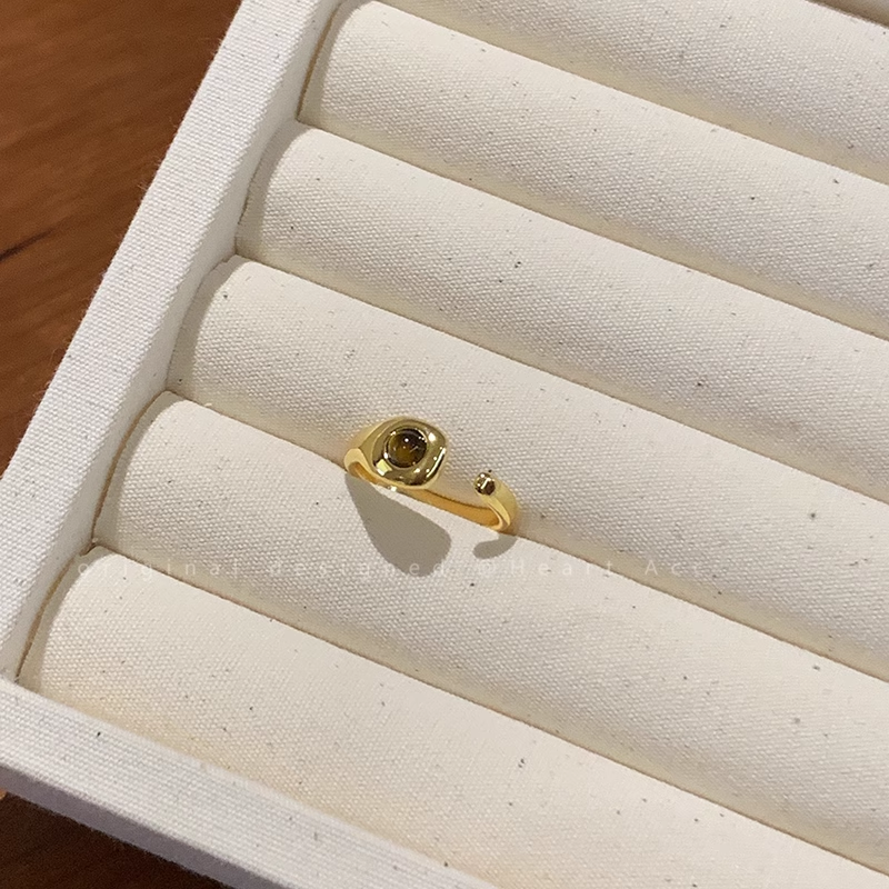 Metal Open Tiger Eye Stone Adjustable Index Finger Plain Ring