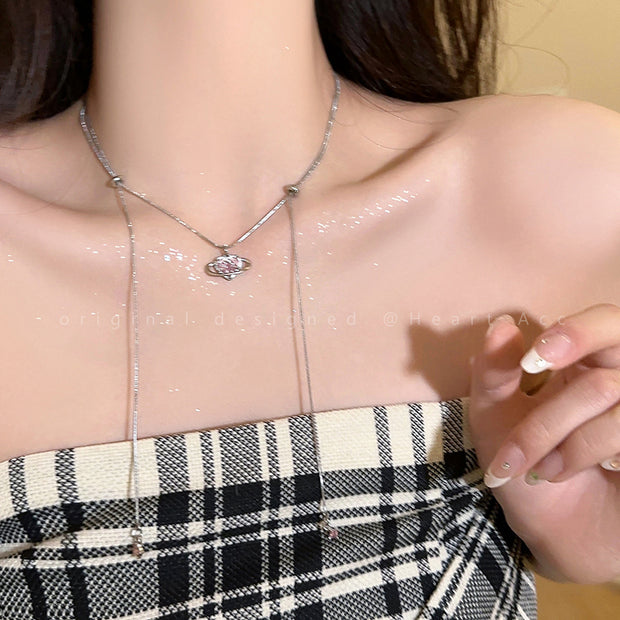 Heart delicate clavicle chain adjustable necklace