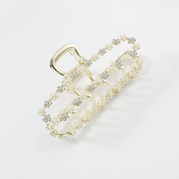 Pearl flower diamond metal hair clip