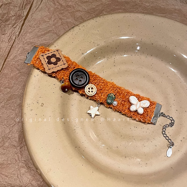 Vintage Hand-Woven Butterfly Necklace Button Versatile Bracelet