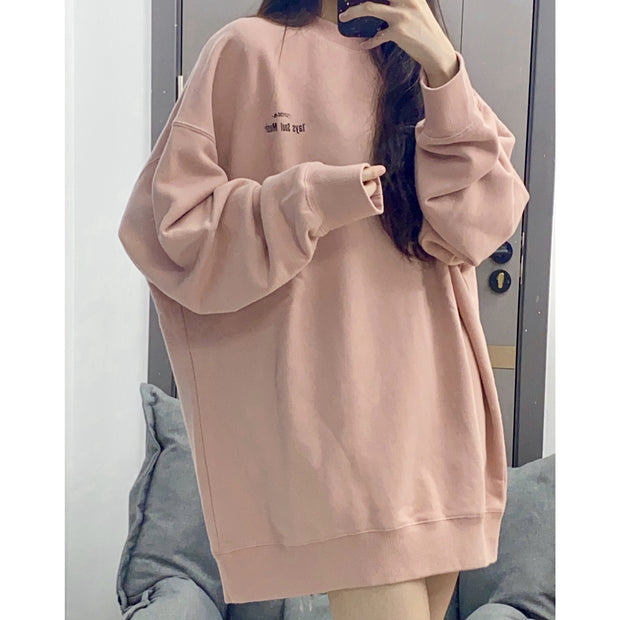 Laminated sweatshirt print oversized half turtleneck top