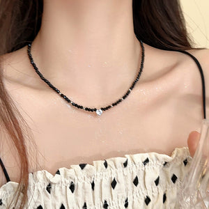 Transparent Zircon Beaded Clavicle Chain Versatile Necklace