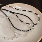 Transparent zircon beaded clavicle chain versatile necklace